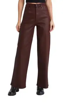 BlankNYC Franklin Ribcage Coated Denim Flare Pant Coffee Talk Size 25 NWT