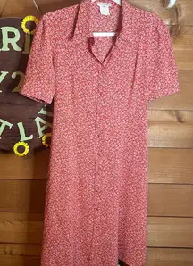 Vintage Michael Kors Silk 80s Floral Maxi Button Collar Dress Flower Prairie