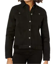 Skyes The Limit Denim Jacket Women's Size L Y2k Trucker Black Grunge