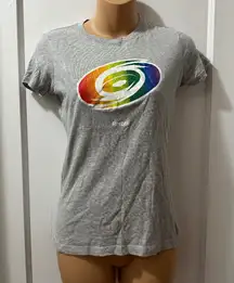 Reebok Carolina Hurricanes Rainbow Logo Grey Short Sleeve Top in S