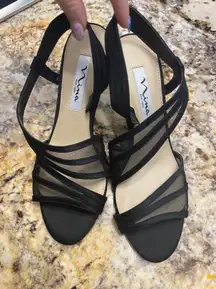 Nina New York Black Mesh Sandals 