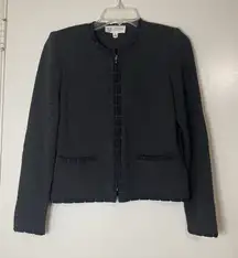 ST. JOHN Dark Gray Santana Knit Full zip jacket size US 2