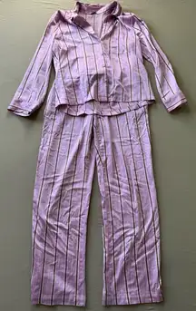 VICTORIA'S SECRET Striped Satin Long Pajama Set