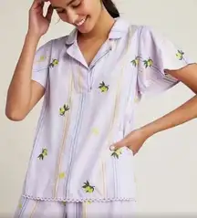 By Anthropologie Pajama Top Embroidered Popover Size Small