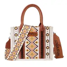 NWT! Wrangler Southwestern Small Canvas Tote/Crossbody in Coffee