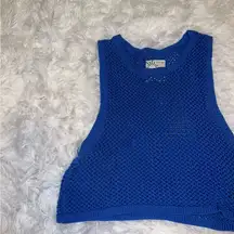 Aerie Offline Crochet Blue Knit Sleeveless Tank size small
