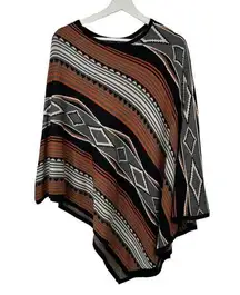 Two 2 Sisters One Size Poncho Sweater Aztec Southwest Knit Pullover Women’s Soft