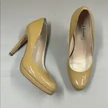 LK Bennett London Heels Nude Beige Trench Patent Leather Shoes Career Wear 38