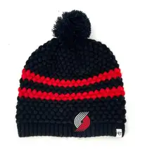 47 Brand Trail Blazer Black and Red Striped Knit Pom Women’s  Beanie