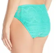 Kenneth Cole Women's Bikini Bottom Crochet Overlay Seafoam Green Medium Full Cov