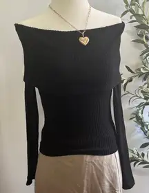 Elegant Off-Shoulder Black Sweater