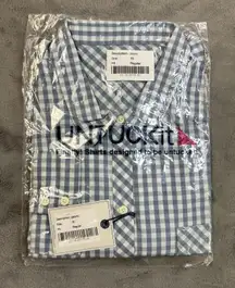 Untuckit Shirt Womens 16 Blue White Gingham Plaid Button Up Regular Fit Crispo