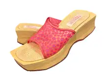 Vintage Y2K American Eagle Pink Floral Platform Slide Sandals, size 8