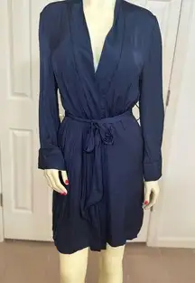 Banana Republic XS Navy Satin Long Sleeve MIDI Robe