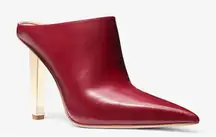 NWB MICHAEL KORS Halle Leather Mule Pump size 7M red gold heel