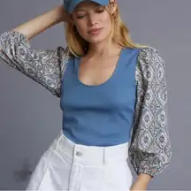 Anthropologie Dolan Left Coast Puff-Sleeve Ribbed Sweater Top