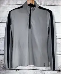 Lauren Ralph Lauren Active‎ Pullover Womens Gray 1/4 Zip Waffle Knit Mock Size M