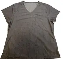 Jaanuu Womens Scrub Top Size XL Gray V Neck Short Sleeve Pocket Stretch