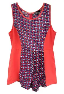 NEW Very‎ J Black Romper Abstract Orange Blue Large Geometric Vacation Beach