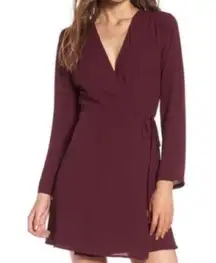 Lush Elly Wrap Dress Size S Burgundy Berry Wine