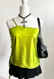 Green Metallic Rave Top, Y2K, Cyber, Festival, Clubwear, Futuristic, Small‎
