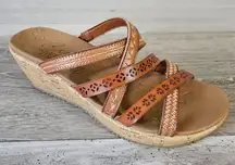 Skechers Tiger Posse Luggage Slide Cork Wedge Vegan Strappy Sandals Beverlee 8