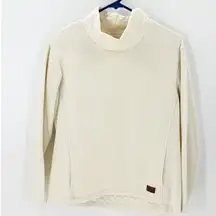 LL Bean Sweater size S Petite cream Pullover Outdoor Mock Neck quilted
