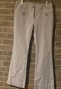 Gray Pinstriped LOFT Flared Pants