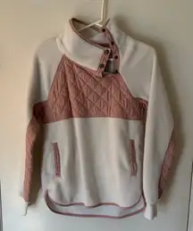 Abercrombie & Fitch Pink and Cream Quilted Turtleneck Sweater