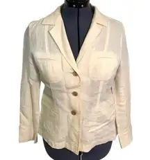 Gerard Darel Linen Blazer Cream White 3 Button