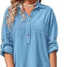 Zeagoo Summer Shirt Dress – Cotton Linen 3/4 Sleeve