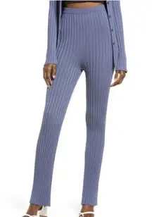 Open Edit Pants Ribbed High Waisted Sweater Blue Shadow Stretchy Comfy Casual