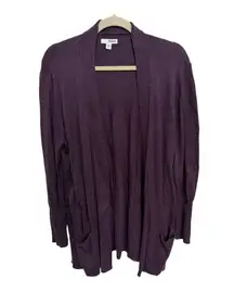 Sonoma Deep Purple Open Front Cardigan Cotton Blend Light Weight Size XL