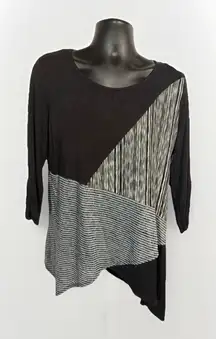 AB Studio Size XL Women Top‎ Geometric Black And Gray Pattern