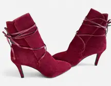Wine red ankle boots goth style