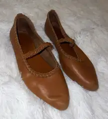 ELF Amara Leather Flat Size 7 Ballet Flats with Braided Detail