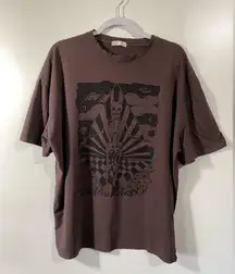 Romwe  Graphic Tee Dark Purple Edgy Grunge Oversized XS