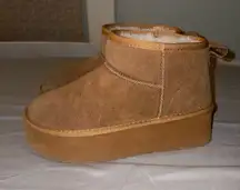 Brown platform mini Ugg boots