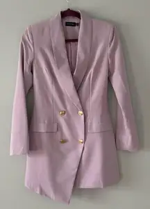 Pretty Little Thing Blazer Dress Gold Button Purple Size 2