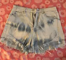 American Eagle Outfitters Blue Tie-Dye Jean Shorts