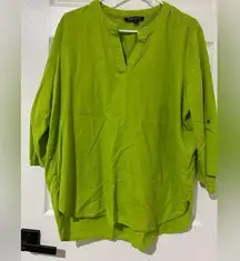 Chadwicks top line green v neck linen rayon tunic PXL