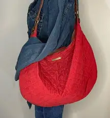 Vera Bradley  Red Quilted Corduroy Retired Shoulder Bag 18"x12"