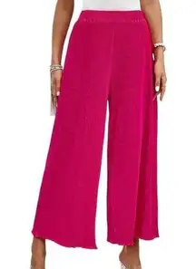 SHEIN Lune Solid Hot Pink Lettuce Trim Wide Leg Cover Up Pants ~ Women's XS P