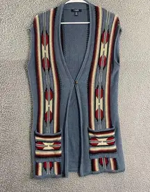 CHAPS  Knit Aztec Long Sleeveless Women M Southwest Sweater Vest