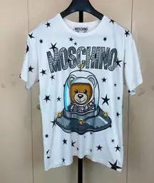 Authentic Moschino UFO Teddy Bear Print Oversize Tshirt White