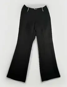 WHBM Women's Black Wide-Leg Dress Pants‎ Size 6 Side Zip Embellished Belt Loops