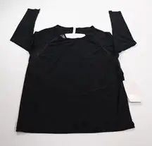 Lululemon  If you're Lucky Long Sleeve Tee Open Back Mesh Women's SZ 10 Black NWT