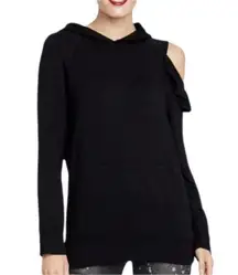 Rachel Rachel Roy Cold Shoulder Hoodie Sweatshirt Sweater Women's Size XS Black