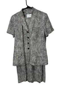 Vintage DANNY & NICOLE NEW YORK Snake Print blazer dress set Petite Size 10