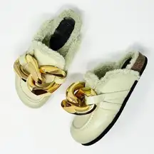 NEW JW Anderson Fuzzy Mule Clog Slip On Flat Light Mint Green EU 36